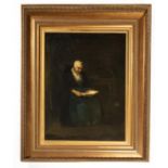 A late 19th Century portrait of an elderly woman reading. Oil on canvas, signed Reid 1897. In gilt