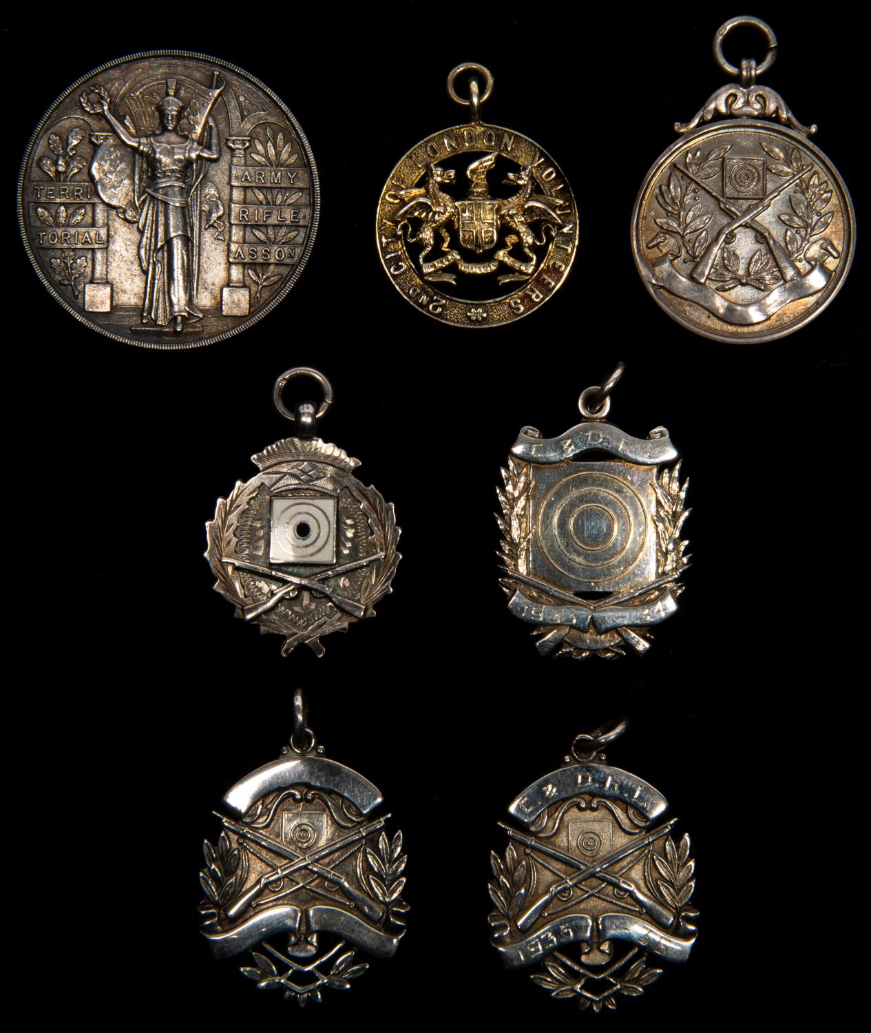 Society of Miniature Rifle Clubs, 4 HM silver medals: each showing target and crossed rifles,