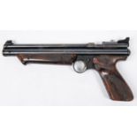 A .22" Crosman Medallist II Model 1300 pump up air pistol, number 157077, with simulated wood