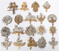 20 different Infantry cap badges including Warwickshire, Berkshire, Dorsetshire, Loyal North