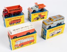 4 Matchbox Series. No.16 Scammell Snow Plough. In light grey with orange rear tipping body. Plus a