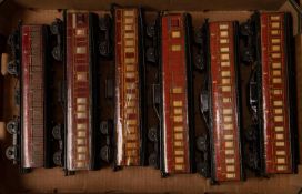 5x O gauge LMS suburban coaches by Stedman / Leeds Model Co., Hornby, etc. Including; a Hornby