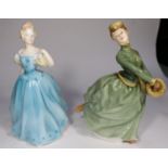 5x Royal Doulton figurines. Enchantment (HN2178). Dorcas (HN1558). Geraldine (HN2348). Grace (