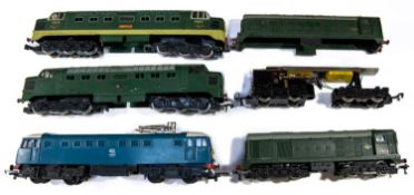 5x Hornby Dublo/Tri-ang diesel and electric locomotives for 2-rail running. Including; a Class AL1