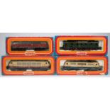 4x Marklin HO gauge German DB outline railway locomotives. A diesel Bo-Bo loco, 216 025-7, in maroon