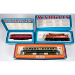 3 Marklin 'HO' gauge items. A DB Bogie Diesel Railcar (3028). RN 515 023-0. In blue & cream