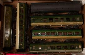 6x O gauge tinplate etc Southern Railway bogie coaches. 5x constructed using scratchbuilt elements