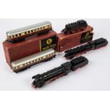 4x HO/OO gauge German outline locomotives by Marklin and Trix Twin, all for 3-rail running. A 2-