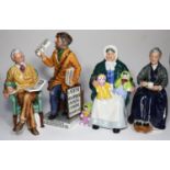 4x Royal Doulton figurines. The Rag Doll Seller (HN2944). The Cup of Tea (HN2322). Pride and Joy (