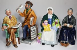 4x Royal Doulton figurines. The Rag Doll Seller (HN2944). The Cup of Tea (HN2322). Pride and Joy (