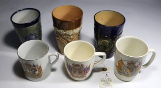 A quantity of Royal commemorative china, mugs, etc. Together with Toby Jugs and other porcelain, etc