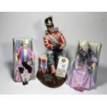 3x Royal Doulton figurines. Darby (HN1427). Joan (HN1422). Drummer Boy (HN2679). VGC-Mint. £50-80