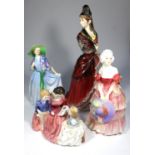 4x Royal Doulton figurines. Mantilla (HN2712). The Bedtime Story (HN2059). Veronica (HN1517). Nadine