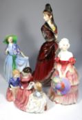 4x Royal Doulton figurines. Mantilla (HN2712). The Bedtime Story (HN2059). Veronica (HN1517). Nadine