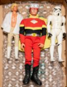 3 plastic Hero Figures. Luke Skywalker (height 31cm). Stormtrooper (height 30cm). Pus one other -
