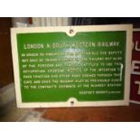 A cast iron London & South Western Railway sign. Relating to 'Traction and other Road Engines'