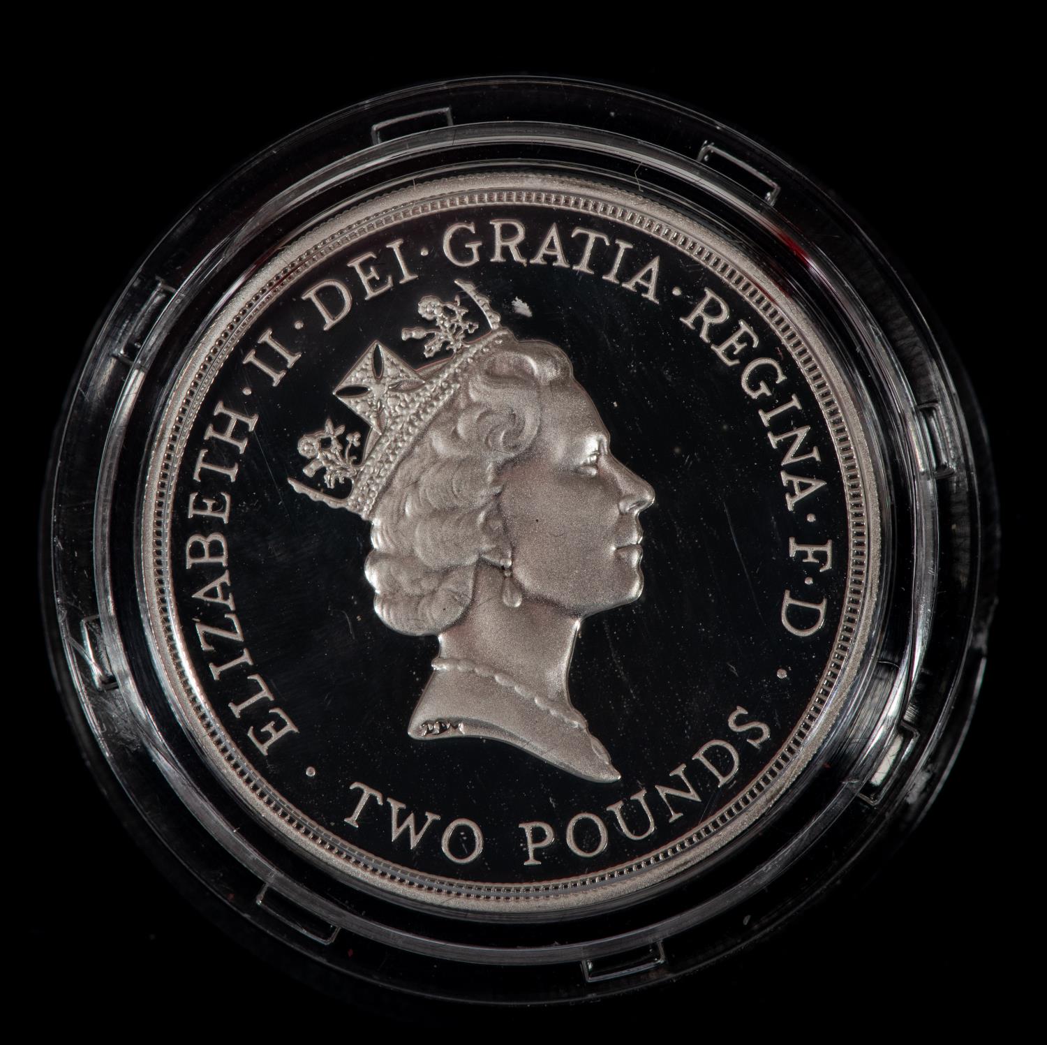 Elizabeth II AR proof £5 crown 1993 (coronation 40th anniversary) and AR proof Piedfort £2 coin 1994 - Image 2 of 5