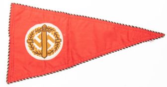 A Third Reich SA Vehicle pennant, 14" x 7", black and white braid edging, embroidered central motif.