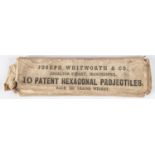 A scarce original packet for 10 Whitworth Patent Hexagonal Projectiles, containing 4 paper wrapped