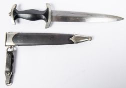 A scarce Third Reich SS man’s dagger, blade 8½” etched with “Meine Ehre Heist Treue” and marked with