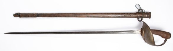 A 1908 pattern cavalry troopers sword, blade 35¼", marked "7 15", "S B and N", broad arrow etc.