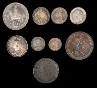 British coins: EIIR Coronation Crown 1953, prooflike finish, EF; Halfcrown 1887 JH GVF; Shillings (