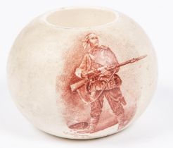 A "Gentleman in Khaki" Boer War pottery ink well, "The Absent Minded Beggar" poem printed on the