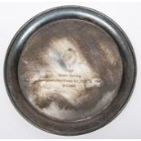 A Third Reich Paratroop presentation silver metal salver, engraved with unit insignia and "Obgfr