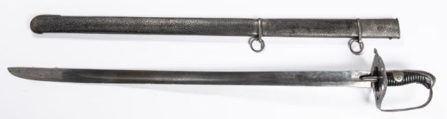 A 1796 pattern heavy cavalry trooper's sword, blade 34" marked "Gill" on back, steel hilt with
