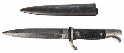 A Third Reich Hitler Youth boys dagger, blade 5½" engraved "Blut und Ehre", dated 1938, also "NPEA