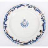 A scarce Victorian pottery serving plate of the 46th Madras Native Infantry, decorated with
