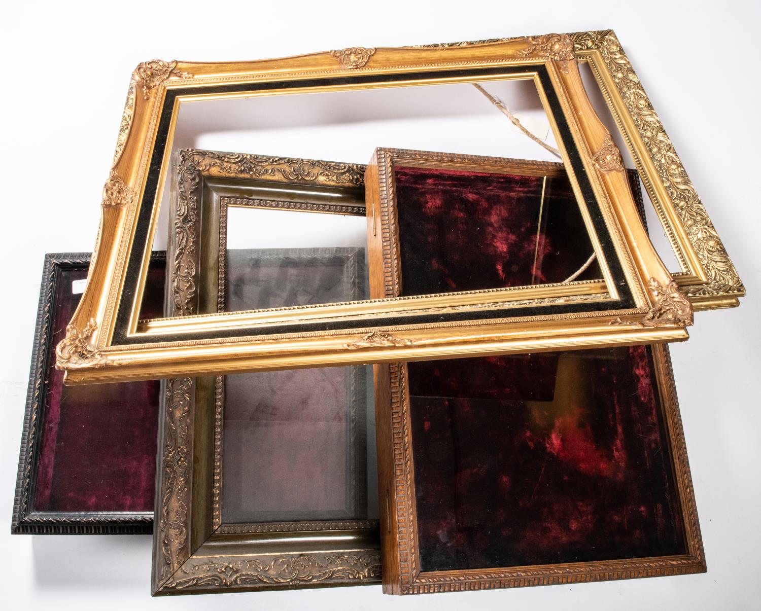 An oak glazed display case, 24" x 17" x 4", velvet lined; another 20" x 17" x 3½", velvet lined; - Image 2 of 2