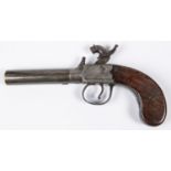 A 46 bore percussion boxlock pocket pistol, 7½” overall, turn off barrel 3”, B’ham proved, the