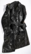 A Third Reich officer's black leather greatcoat, L.A.H. officers' shoulder boards, SS sleeve