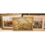 A coloured print "Rorke's Drift" by De Neuville, 36" x 26"; another "Isandlwana" by Fripp, both