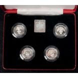 Elizabeth II £1 silver proof collection 1984-1987 (4 coins), Brilliant uncirculated, in their