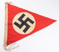 A Third Reich double sided triangular pennant, with swastika on one side and 15th Panzer Division