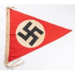 A Third Reich double sided triangular pennant, with swastika on one side and 15th Panzer Division