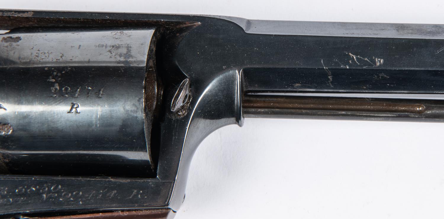 A 5 shot 54 bore Beaumont Adams double action revolver, barrel 5½", London proved, the top strap - Image 3 of 4