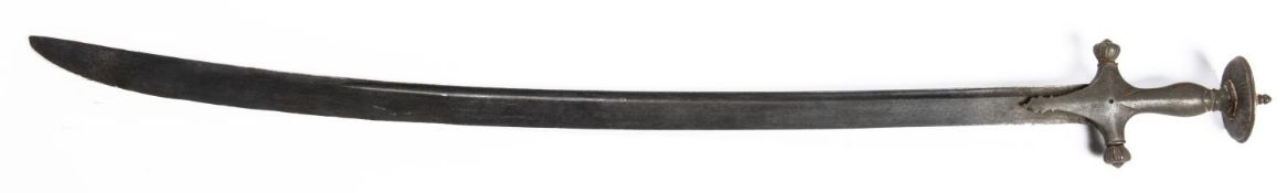 A 19th century Indian tulwar, blade 31½", steel hilt with pommel. GC £50-60