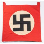 A Third Reich single sided NSDAP party banner, the applied device having horizontal swastika, with