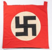 A Third Reich single sided NSDAP party banner, the applied device having horizontal swastika, with