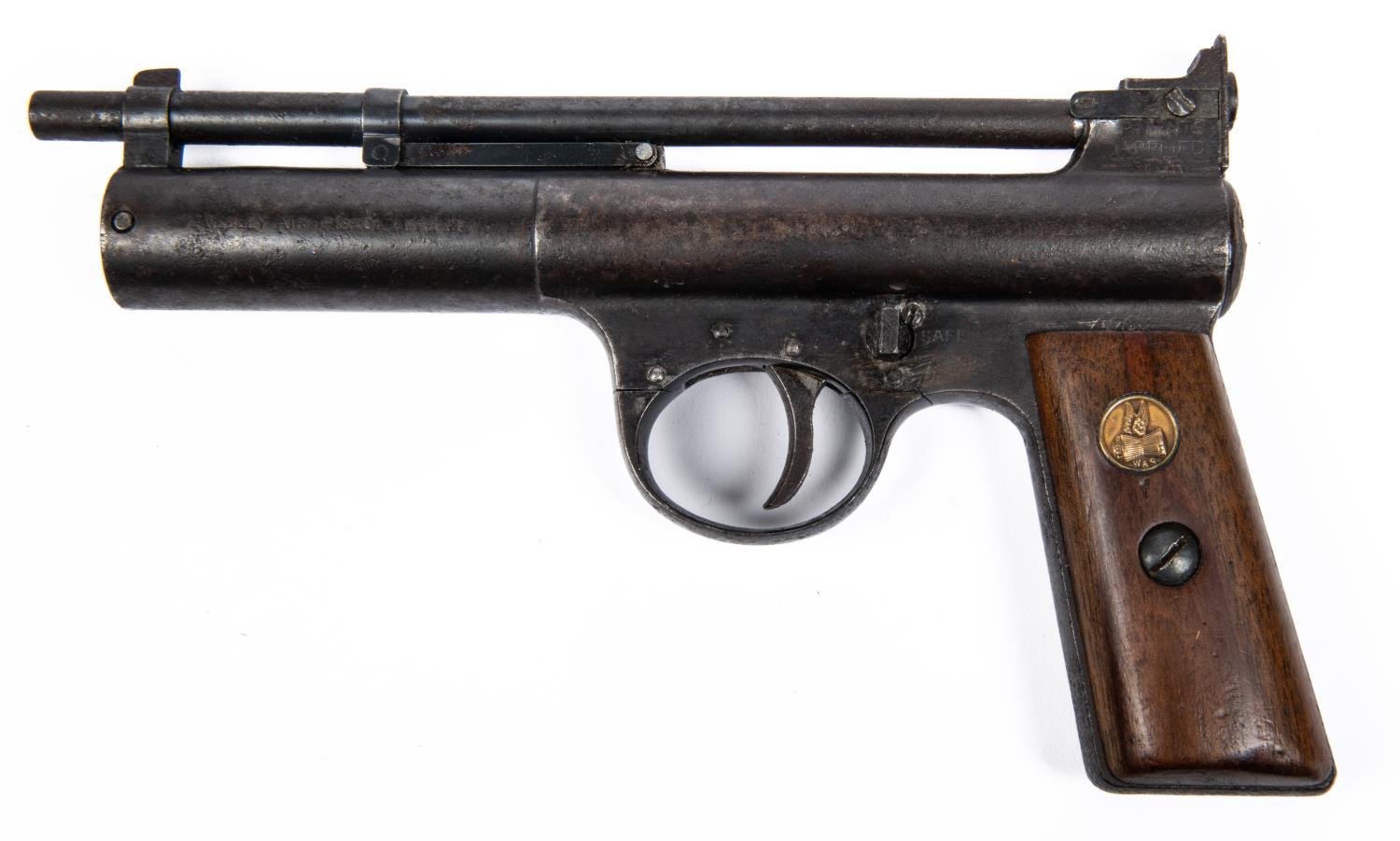 A rare 1st pattern 2nd type Webley Mark I air pistol, with double barrel retaining spring clips, - Image 2 of 4