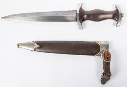 A Third Reich SA dagger, 8½” blade marked “Rasspe Solingen” and “Alles Fur Deutschland”, WM