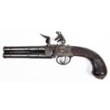 A double barrelled over and under 50 bore tap action flintlock boxlock pistol by Richards (