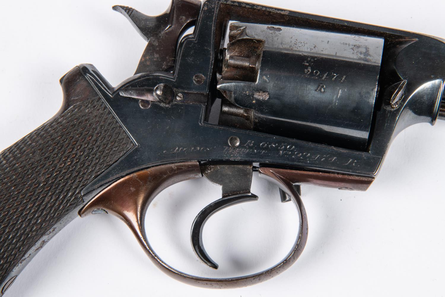 A 5 shot 54 bore Beaumont Adams double action revolver, barrel 5½", London proved, the top strap - Image 4 of 4