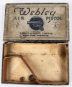A good original pre war box for a Webley Air pistol Mk I, .22 calibre, internal division still