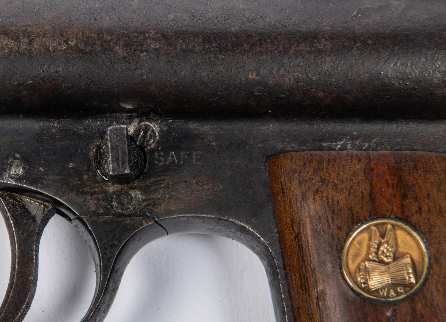 A rare 1st pattern 2nd type Webley Mark I air pistol, with double barrel retaining spring clips, - Image 3 of 4