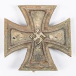 A Third Reich Iron Cross 1st Class, engraved on reverse "Kapt Leutnant Fritz Julius Lema", excavated