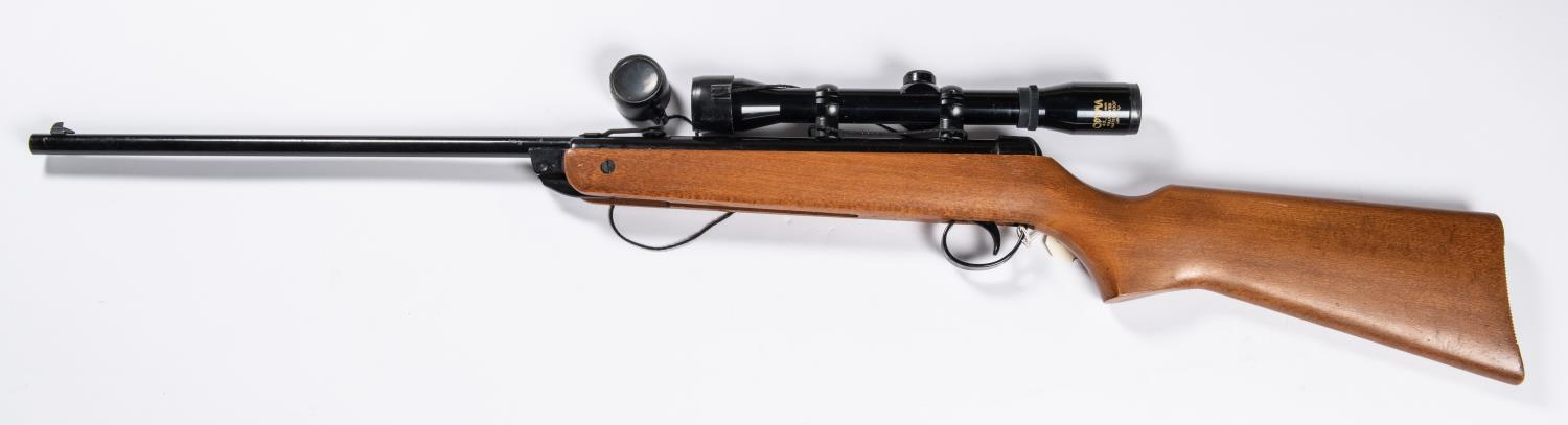 A .22" BSA Meteor air rifle, number TA 20514, with adjustable tangent rearsight and fitted with